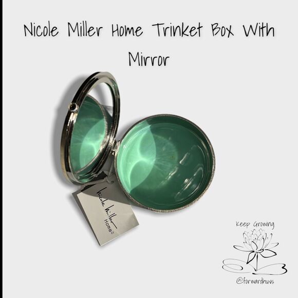 Nicole Miller Circular Trinket Box with Mirror - New with Tags - Picture 3 of 8